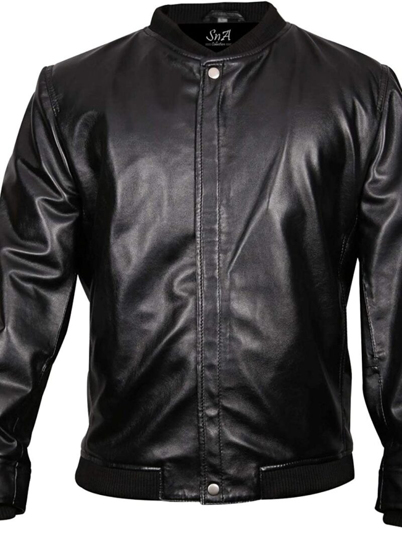 Bomber PU Leather jacket for men- Black Bomber Jacket